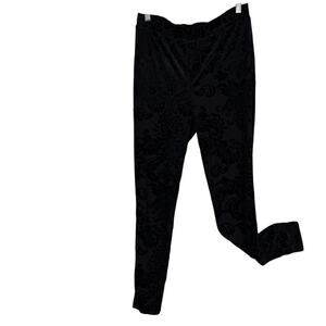 Venus Velvet Burn out Legging Women size Medium Black Floral Pattern 28" Inseam
